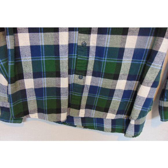 Weatherproof Vintage Flannel Shirt Mens Large Blue Plaid Button Down Long Sleeve - Picture 2 of 9